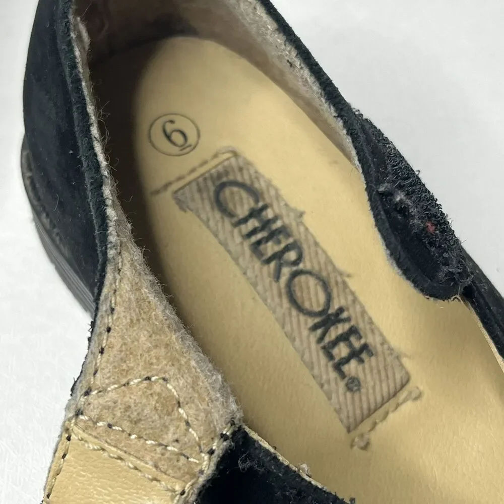 Cherokee Black Suede Mary Janes Shoes  Little Girls Size 6